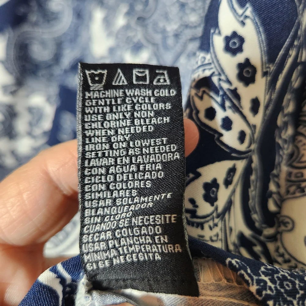 Perceptions New York Size 10 Elegant Navy and White Paisley Mini Dress - Picture 10 of 11